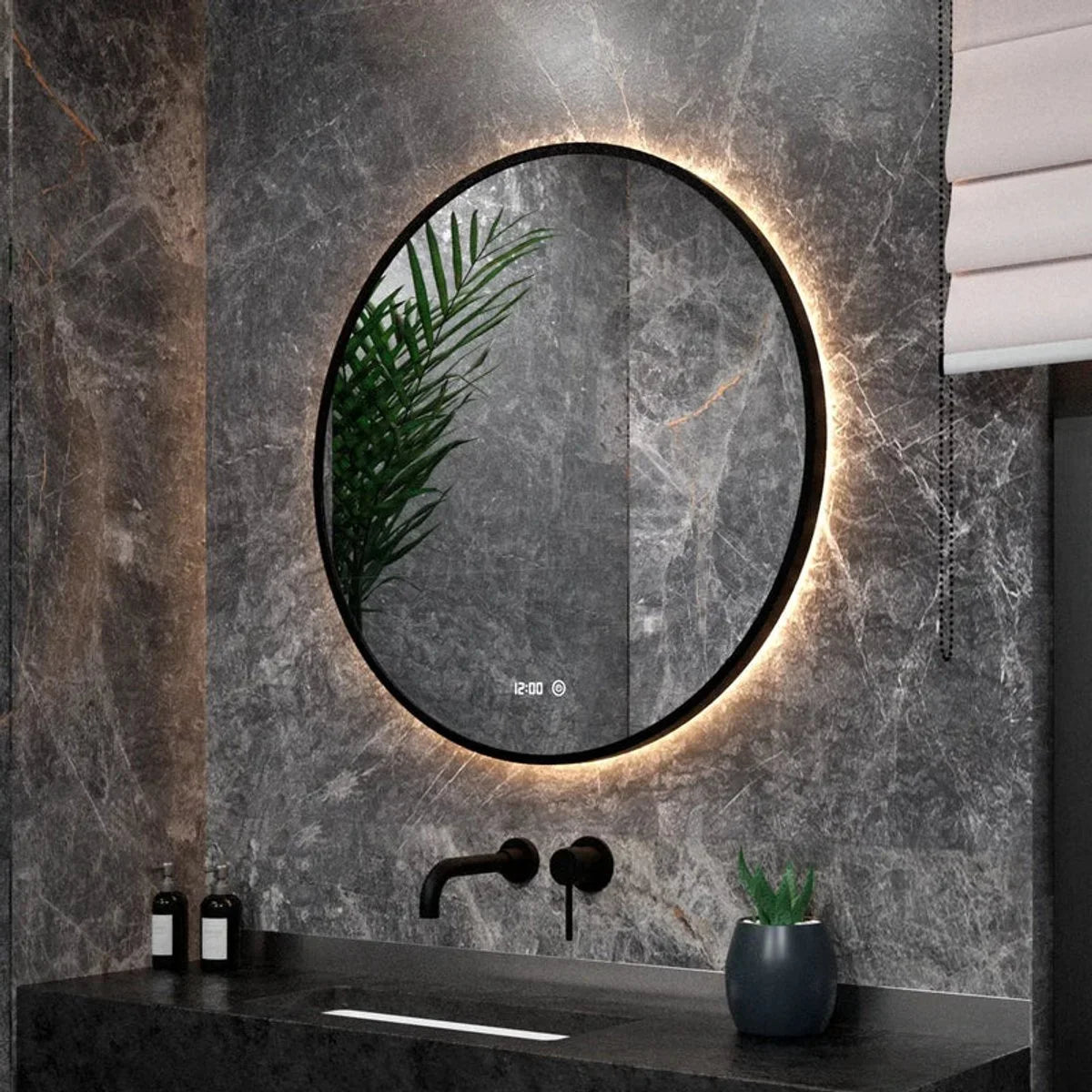 Miroir de salle de bain - 60cm - Cadre noir - Précommander