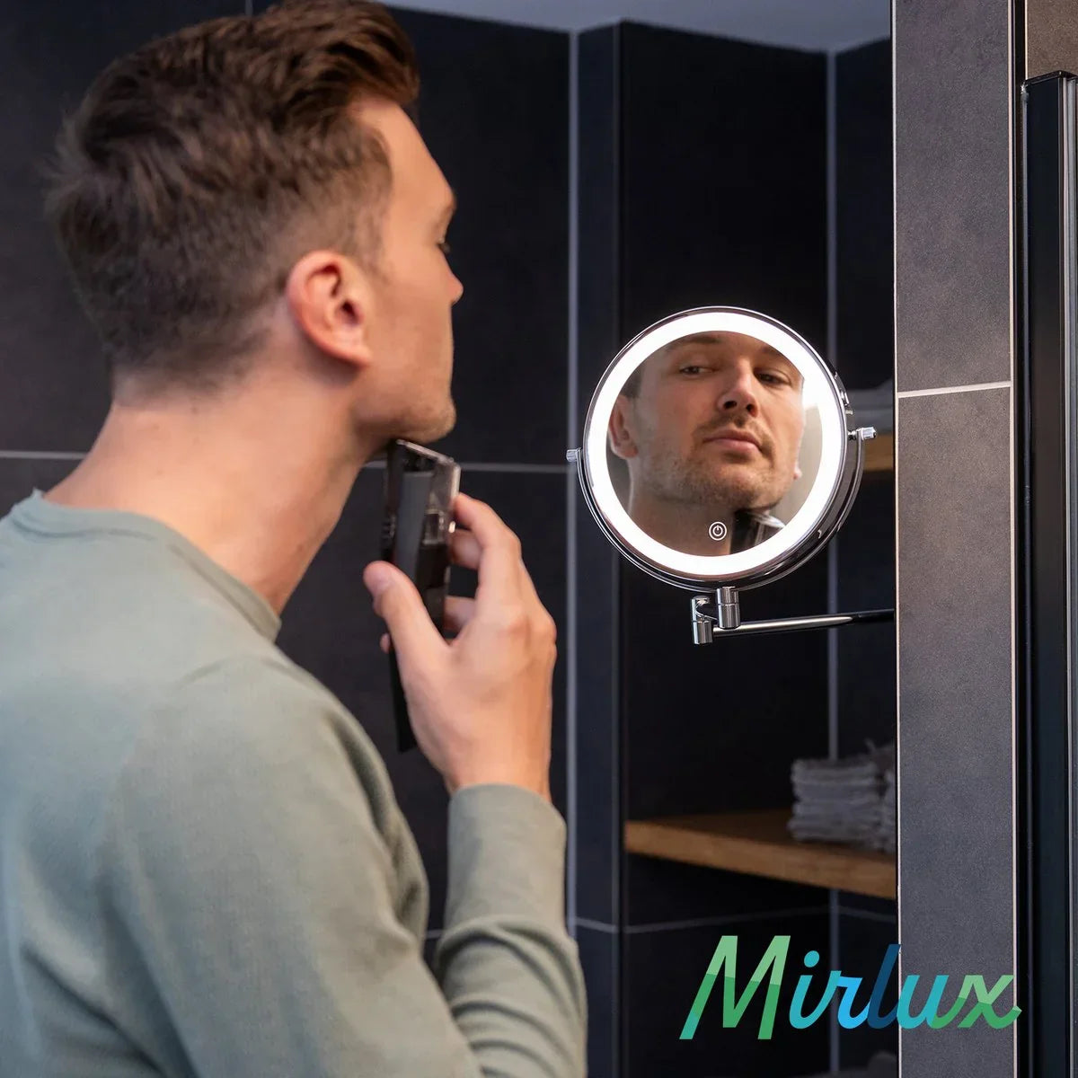 Miroir de maquillage - Rechargeable - Chrome - Grossissement 1-5x