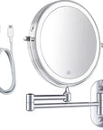 Miroir de maquillage - Rechargeable - Chrome - Grossissement 1-10x