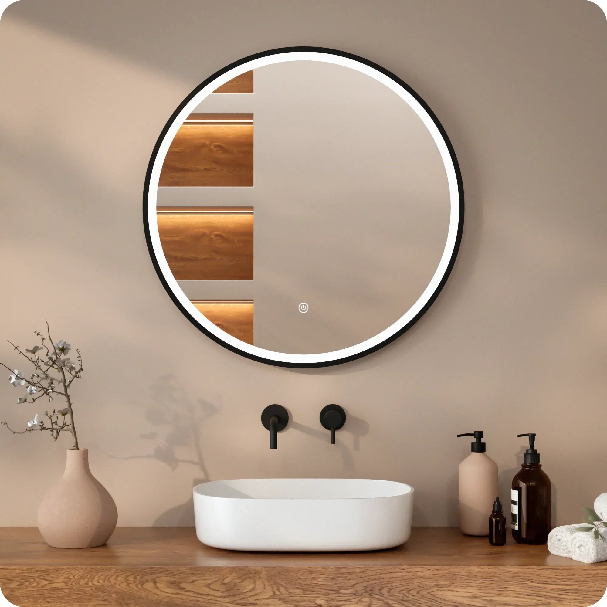 Miroir de salle de bain - 80cm - Cadre noir