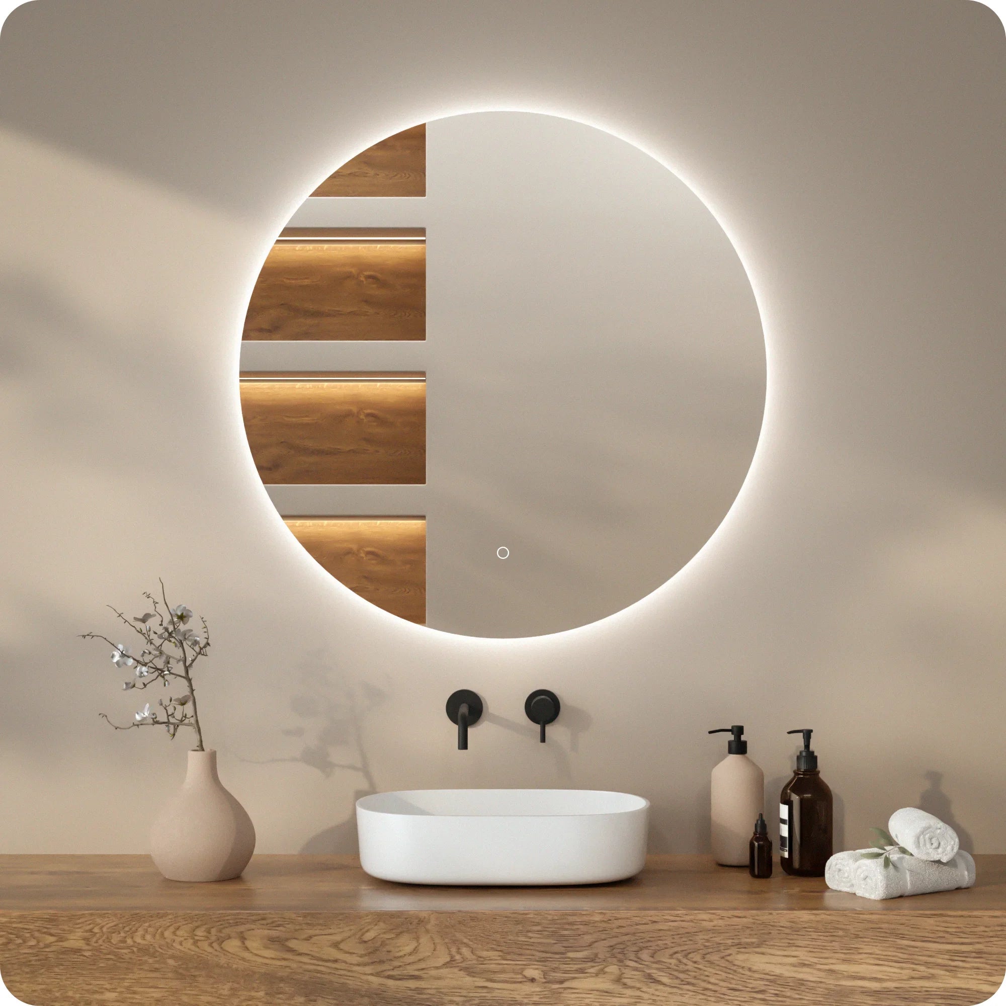 Miroir de salle de bains - 100 cm - Sans cadre