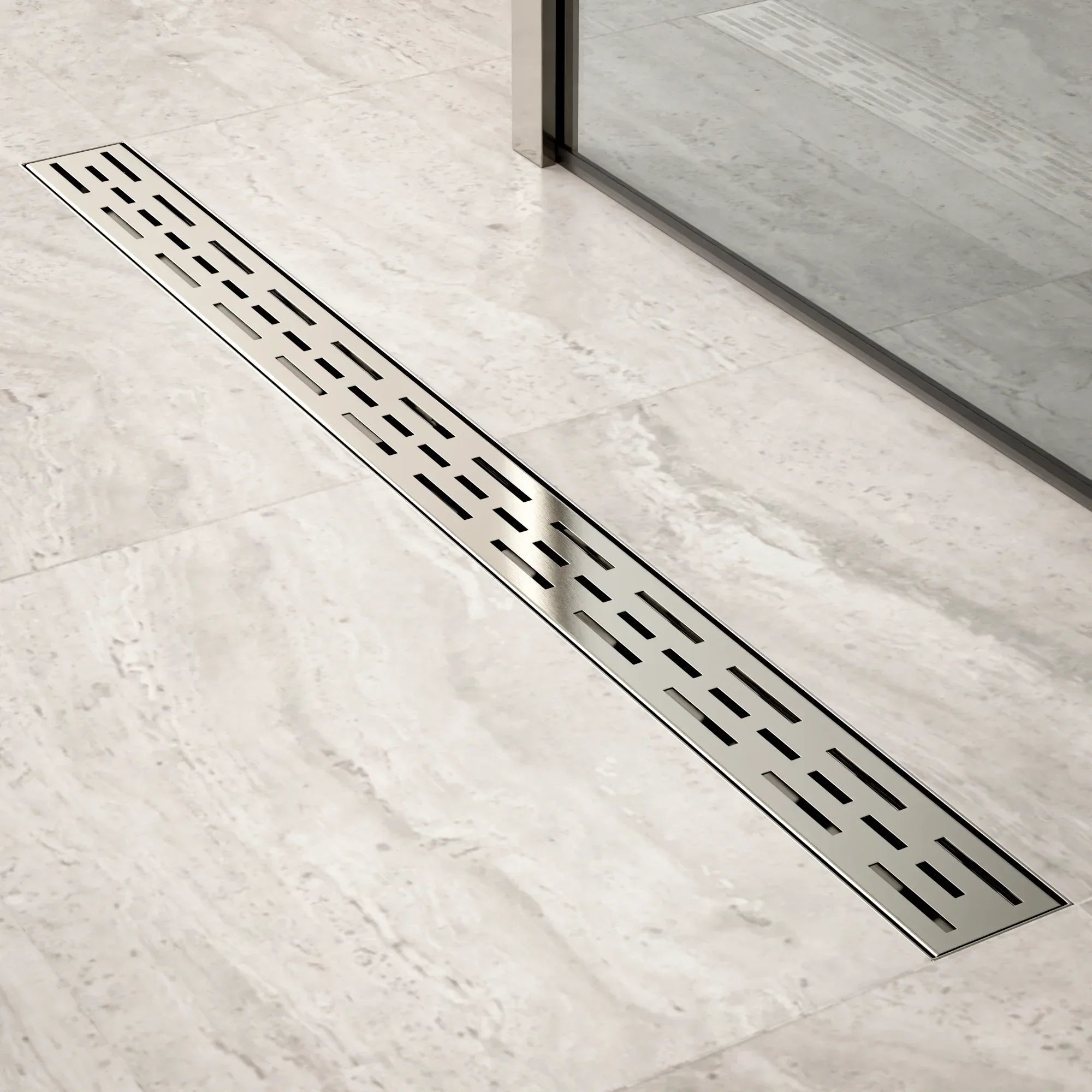 Caniveau de douche – 90 cm – Grille standard – Acier inoxydable – avec bride