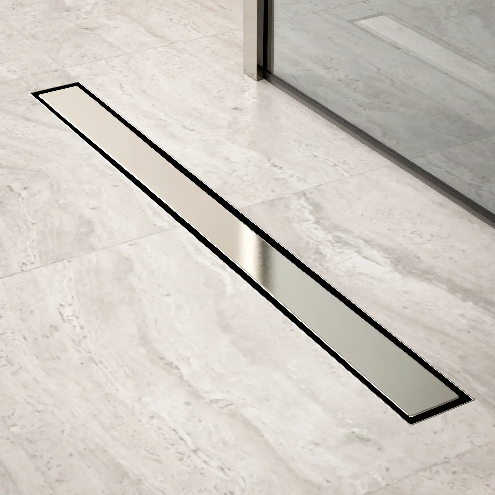 Caniveau de douche – 80 cm – Grille à carreaux – Acier inoxydable – avec bride - Précommander