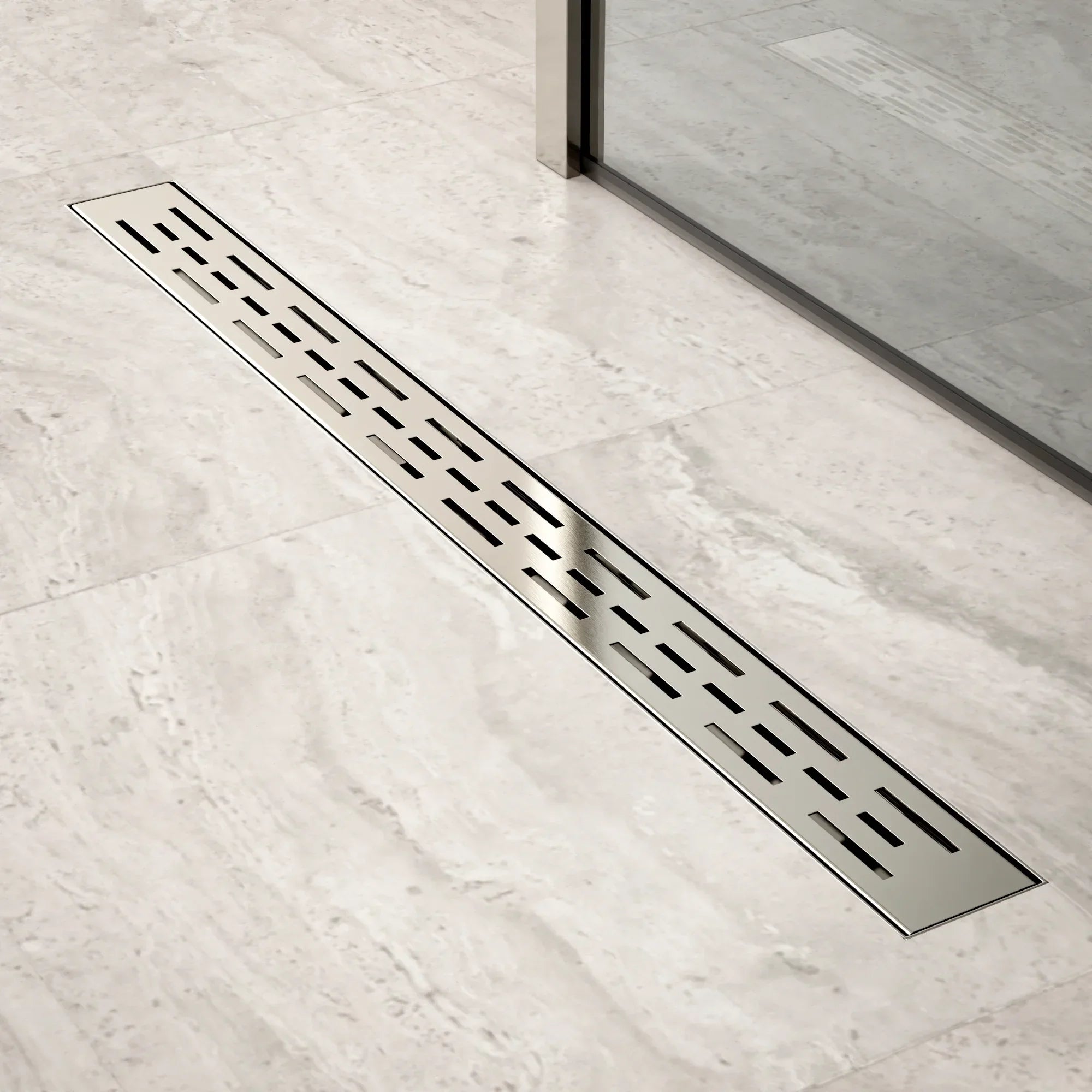 Caniveau de douche – 80 cm – Grille standard – Acier inoxydable – avec bride
