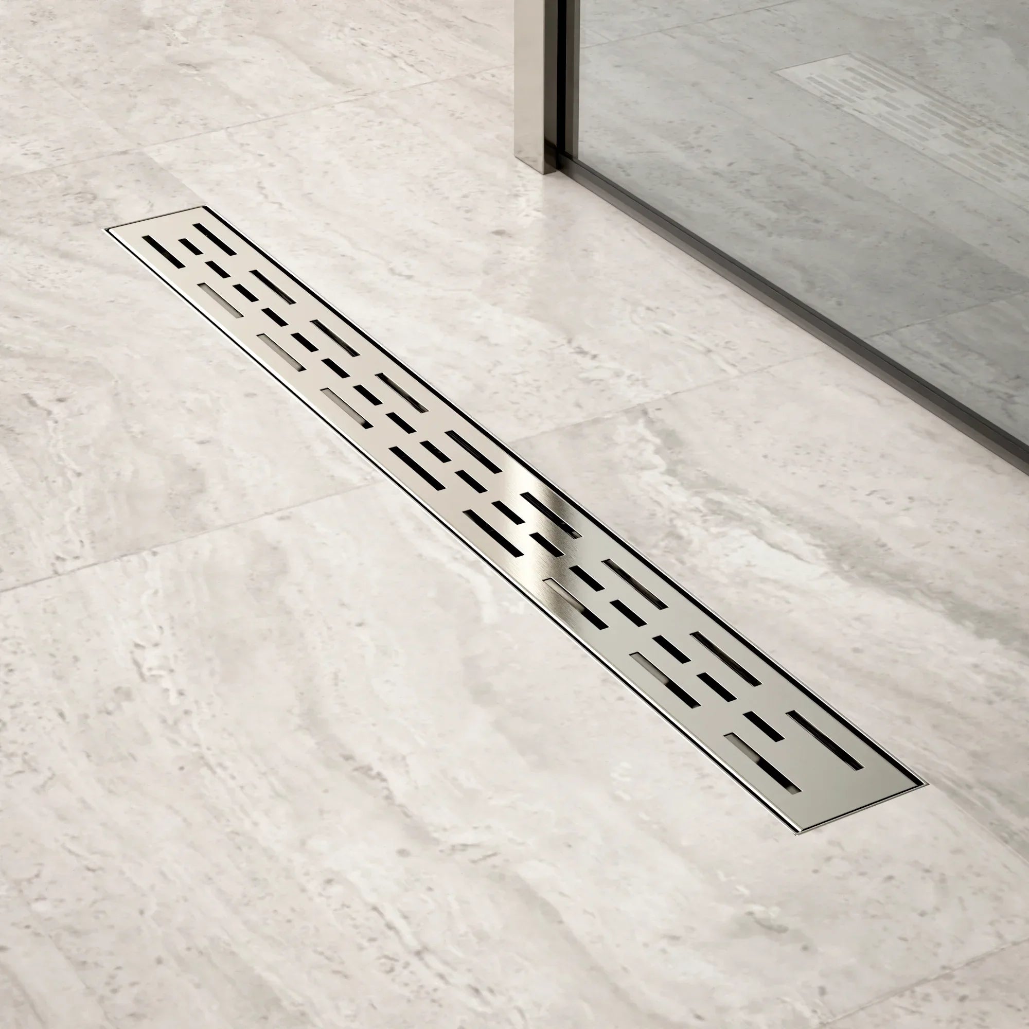 Caniveau de douche – 70 cm – Grille standard – Acier inoxydable – avec bride