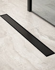 Caniveau de douche – 70 cm – Noir mat – Grille à carreaux – Acier inoxydable – avec bride