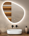 Miroir de salle de bain - 80x80cm Asymétrique - Sans cadre - Précommander