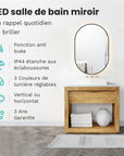 Miroir de Salle de Bain - 90x60cm - Cadre Noir