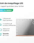 Miroir Hollywood - Enceintes Bluetooth - 80x60cm - Or Rose