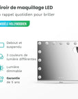 Miroir Hollywood - Enceintes Bluetooth 58x48cm - Blanc
