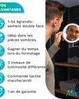 Miroir de maquillage - Rechargeable - Chrome - Grossissement 1-10x