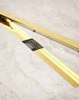Caniveau de douche – 90 cm – Or – Grille à carreaux – Acier inoxydable – avec bride