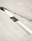 Caniveau de douche – 80 cm – Grille à carreaux – Acier inoxydable – avec bride - Précommander
