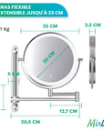 Miroir de maquillage - Rechargeable - Chrome - Grossissement 1-7x