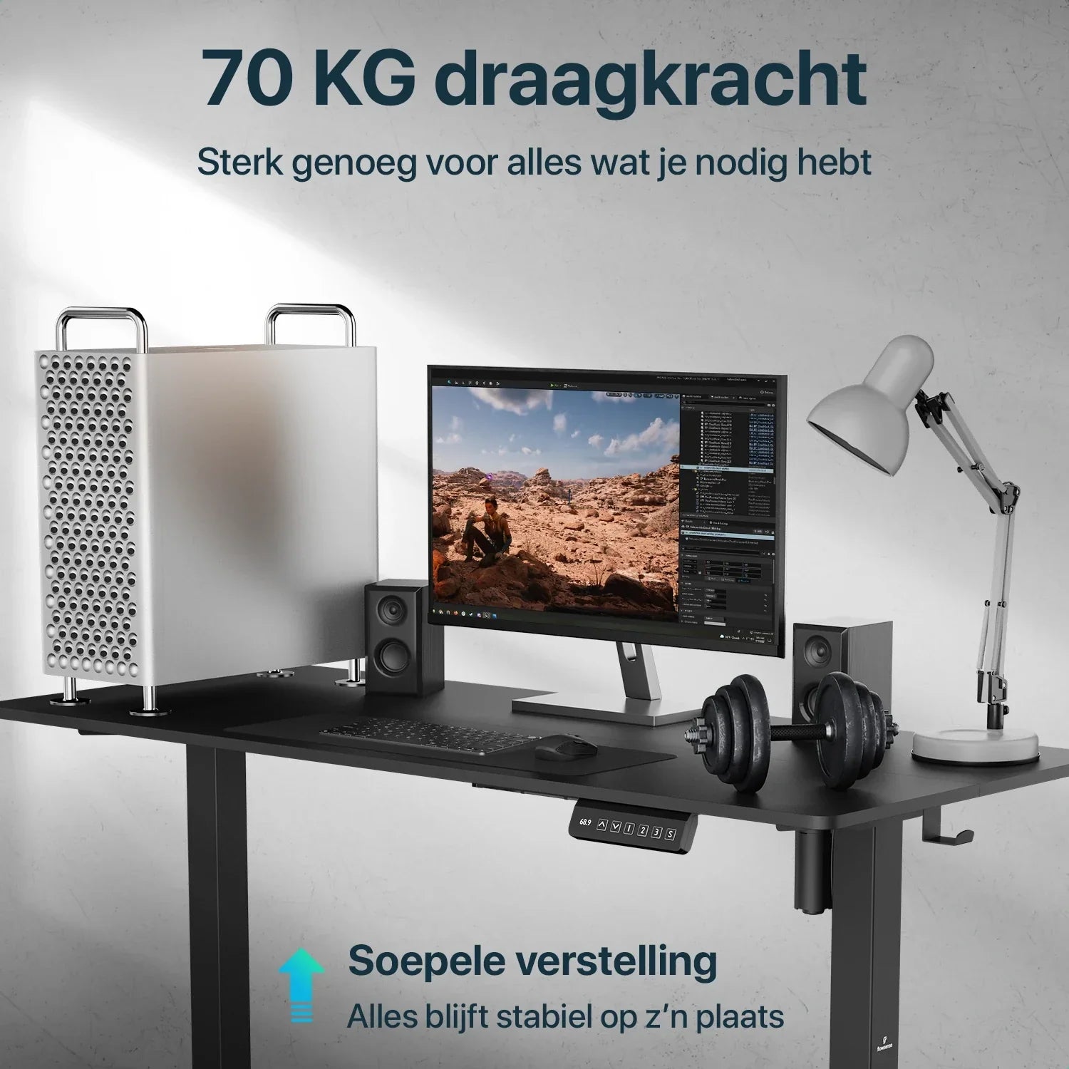 Bureau assis debout Flowsense - Bureau électrique réglable - 140 x 60 cm