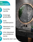 Miroir de Salle de Bain - 80cm - Cadre Noir - Précommander