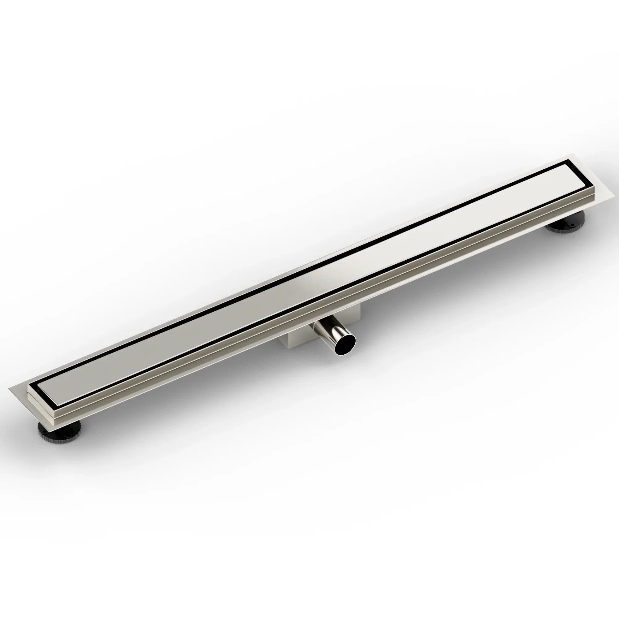 Caniveau de douche – 90 cm – Grille à carreaux – Acier inoxydable – avec bride