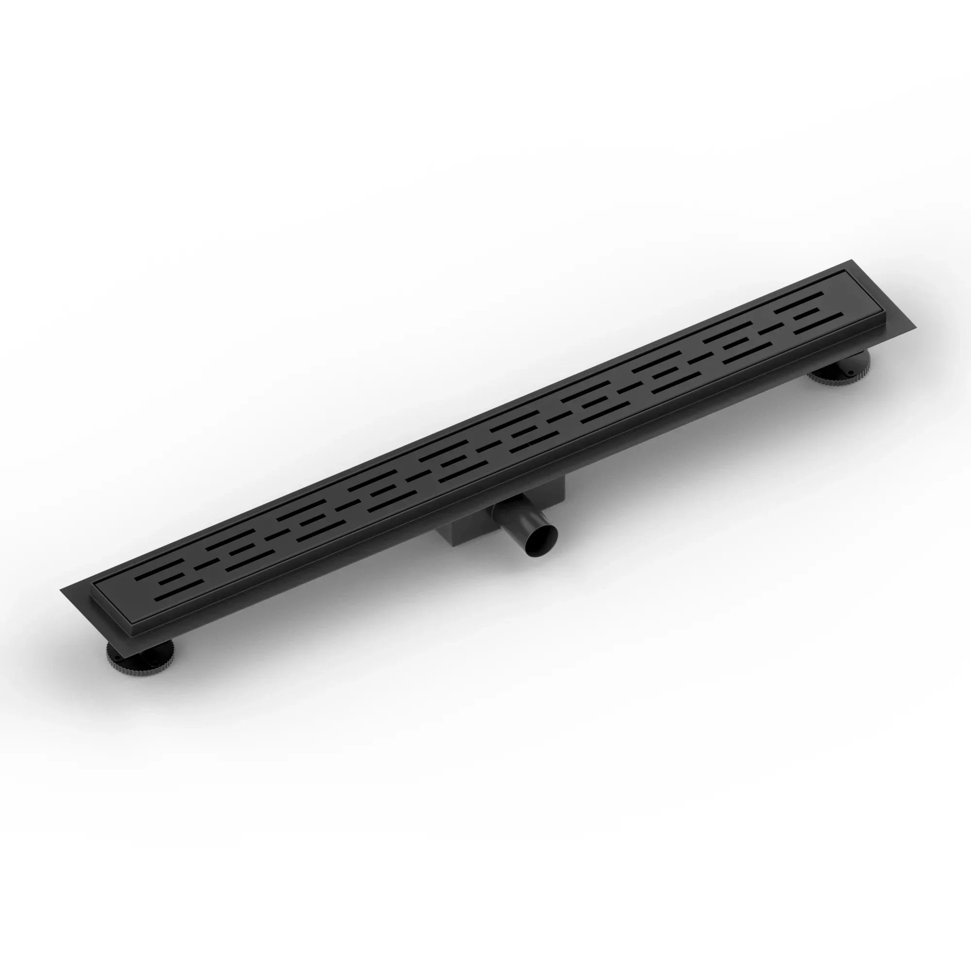 Caniveau de douche – 80 cm – Noir mat – Grille standard – Acier inoxydable – avec bride