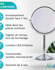 Miroir de maquillage - Rechargeable - Chrome - Grossissement 1-10x