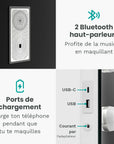 Miroir Hollywood - Enceintes Bluetooth 58x48cm - Blanc