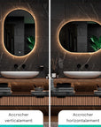 Miroir de Salle de Bain - 90x60cm - Cadre Noir