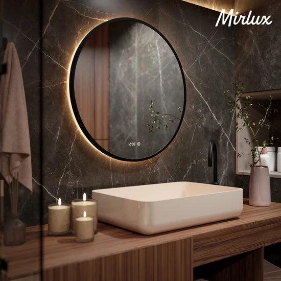 Miroir de salle de bain - 60cm - Cadre noir - Précommander