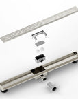 Caniveau de douche – 80 cm – Grille standard – Acier inoxydable – avec bride