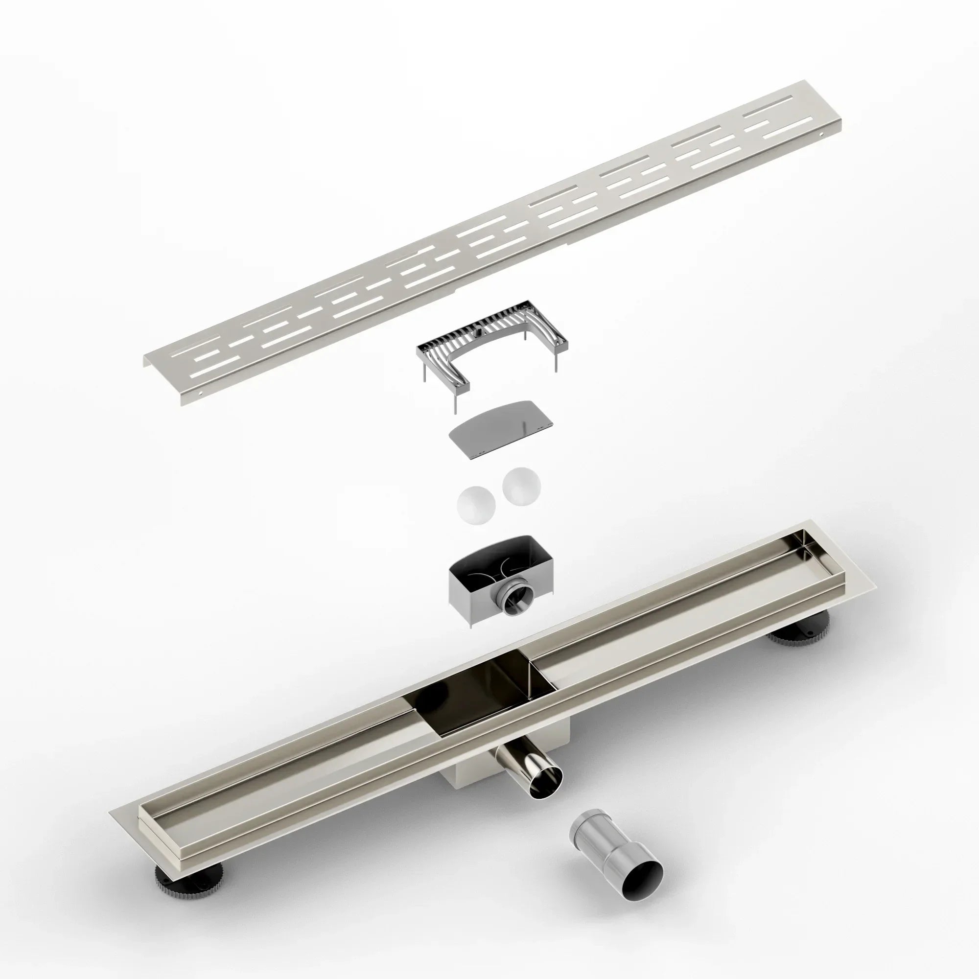 Caniveau de douche – 70 cm – Grille standard – Acier inoxydable – avec bride
