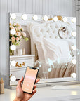 Miroir Hollywood - Enceintes Bluetooth 58x48cm - Blanc