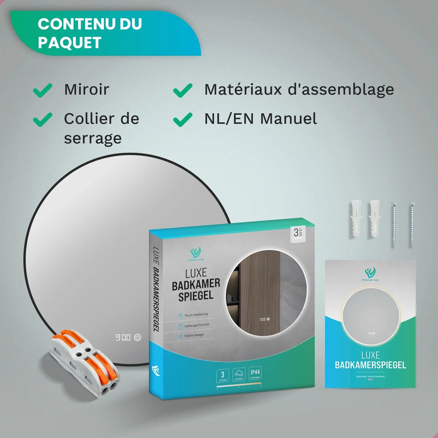 Miroir de salle de bain - 100cm - Cadre noir - Précommander