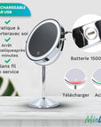 Miroir de maquillage - Rechargeable - Chrome - Grossissement 1-10x