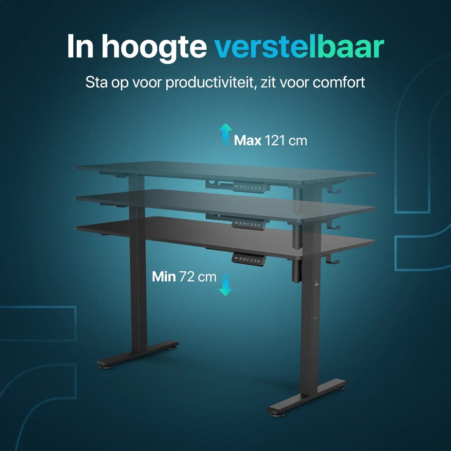 Bureau assis debout Flowsense - Bureau électrique réglable - 140 x 60 cm