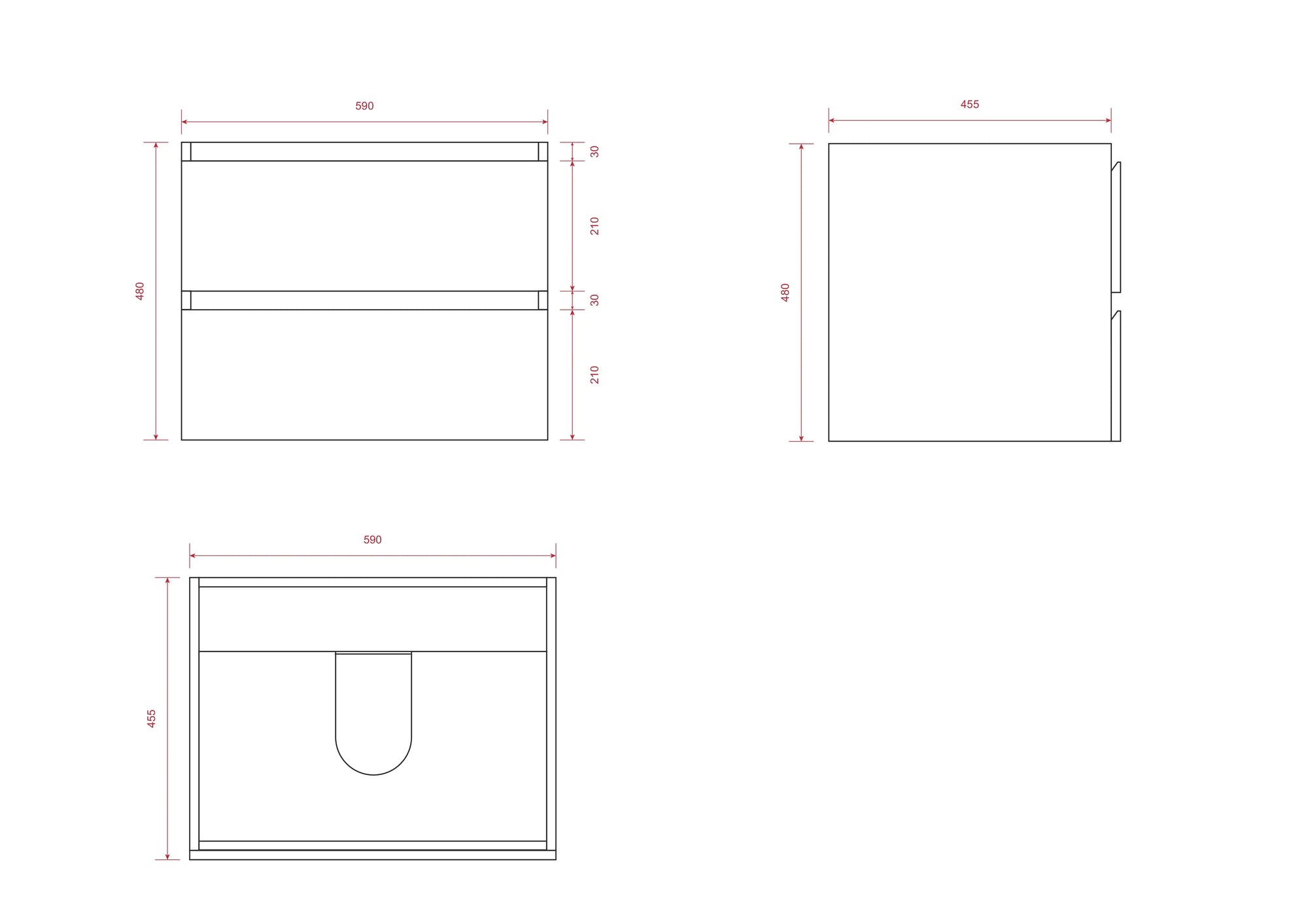 Meuble de salle de bain Karo - 60cm - Chêne Clair - Lavabo Blanc