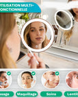 Miroir de maquillage - Rechargeable - Chrome - Grossissement 1-10x