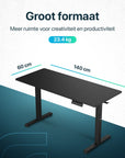 Bureau assis debout Flowsense - Bureau électrique réglable - 140 x 60 cm