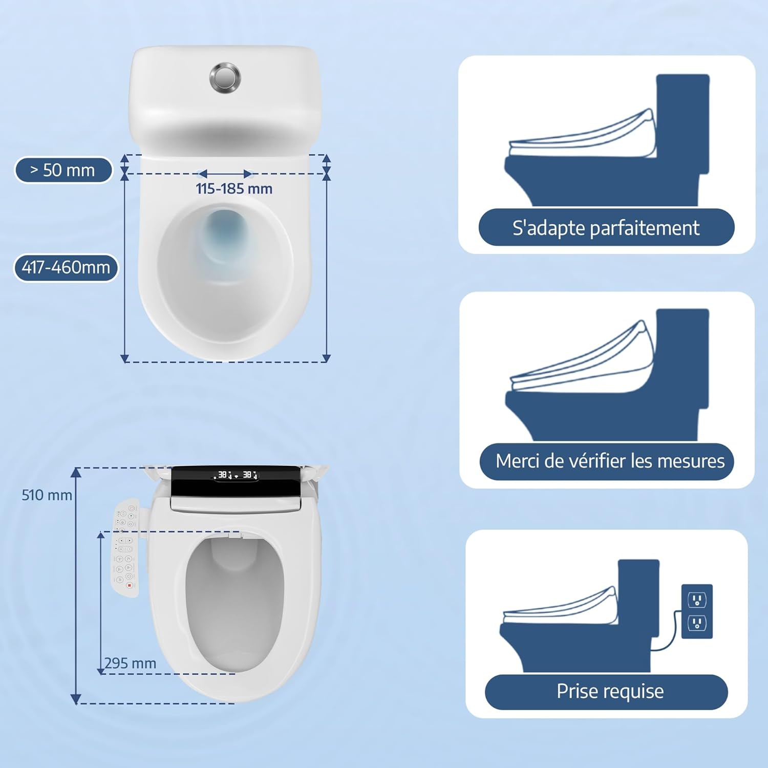 TokyoSeat - Abattant WC Japonais Électrique Lavant, Chauffant et Séchant