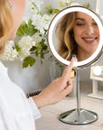 Miroir de maquillage - Rechargeable - Chrome - Grossissement 1-10x
