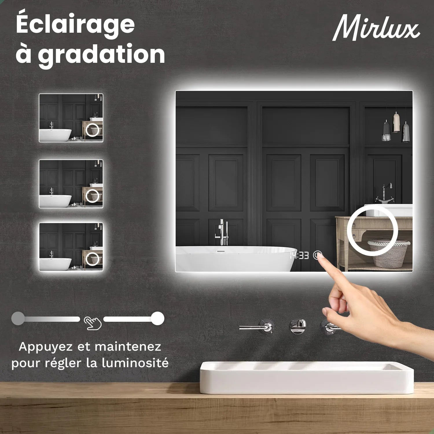 Miroir de salle de bain - 120x80cm - Sans cadre - Précommander