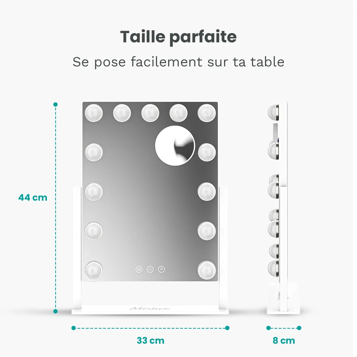 Miroir Hollywood - 44x30cm - Blanc