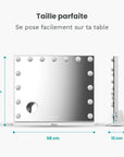 Miroir Hollywood - Enceintes Bluetooth 58x48cm - Blanc