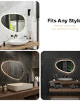 Miroir de salle de bain - 90x60cm Asymétrique - Sans cadre - Précommander