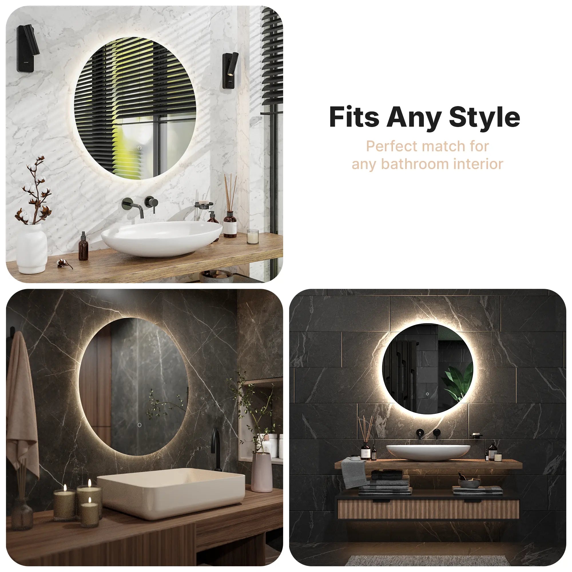Miroir de salle de bain - 80cm - Sans cadre - Précommander