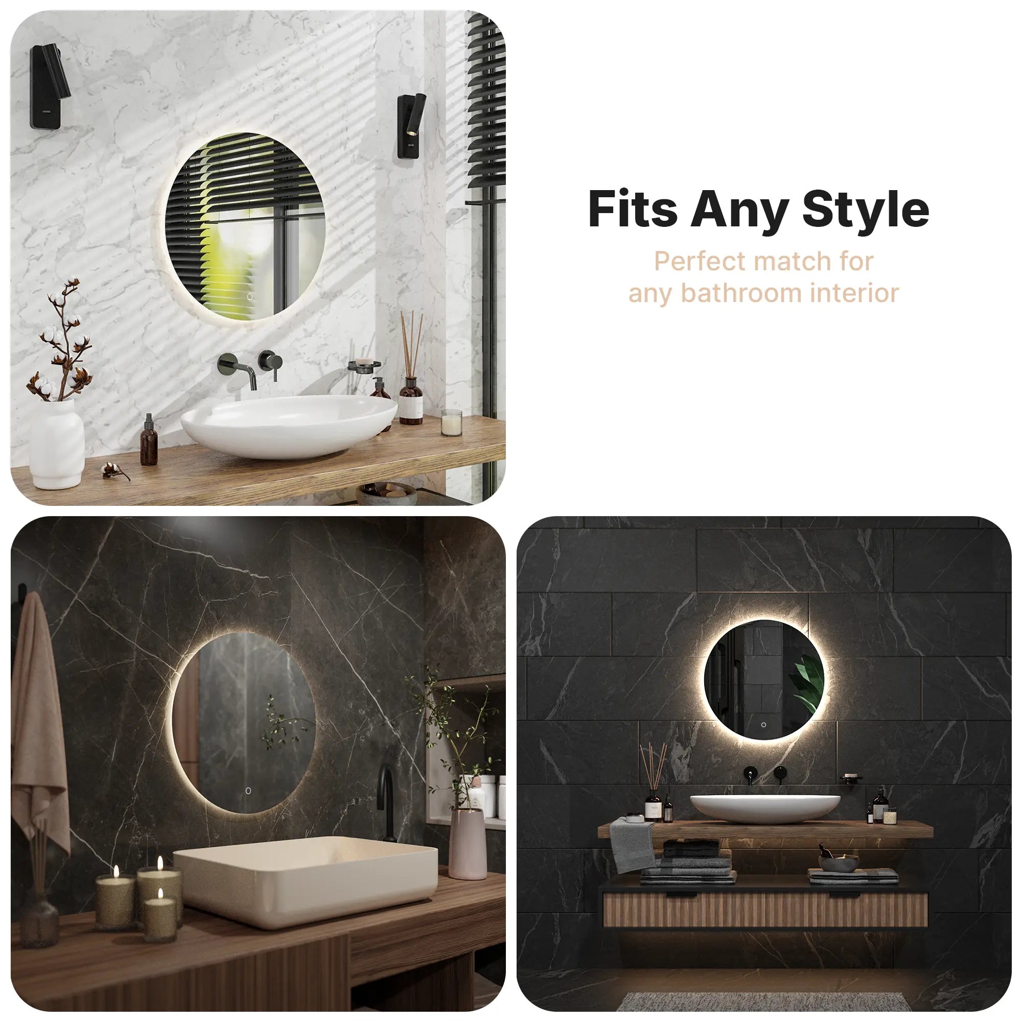 Miroir de salle de bain - 60cm - Sans cadre - Précommander