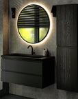 Meuble de salle de bain Sena - 100 cm - Chêne Noir - Lavabo Noir - Précommander