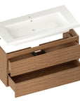 Meuble de salle de bain Sena - 100 cm - Chêne Chaud - Lavabo Blanc