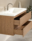 Meuble de salle de bain Sena - 100 cm - Chêne Chaud - Lavabo Blanc
