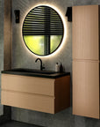 Ensemble meuble vasque Monaco – 100 cm – Chêne Clair – Lavabo Noir
