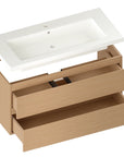 Meuble de salle de bain Sena - 100 cm - Chêne Clair - Lavabo Blanc