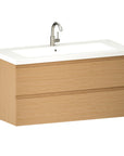 Meuble de salle de bain Sena - 100 cm - Chêne Clair - Lavabo Blanc
