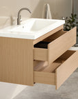 Ensemble meuble vasque Amara – 100 cm – Chêne Clair – Lavabo Blanc